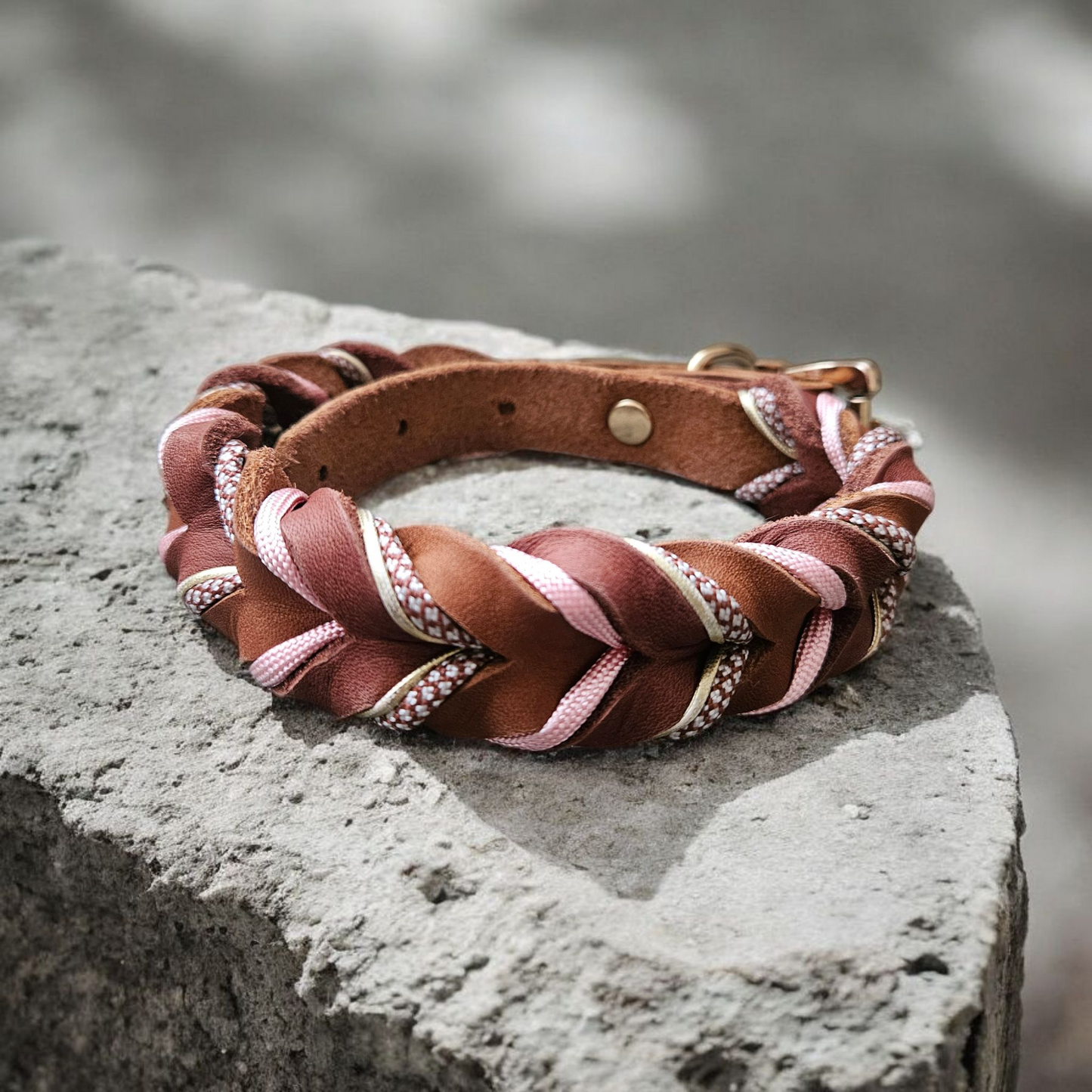 Collier tressé Golden pink