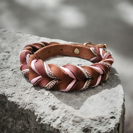 Collier tressé Golden pink